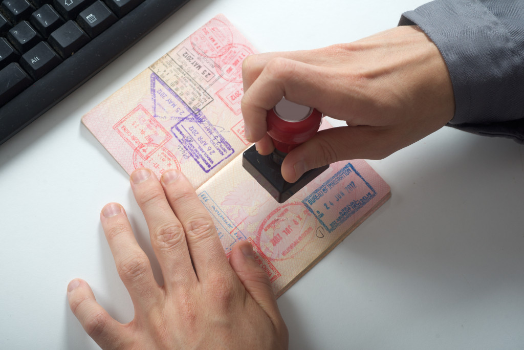 stamping a passport